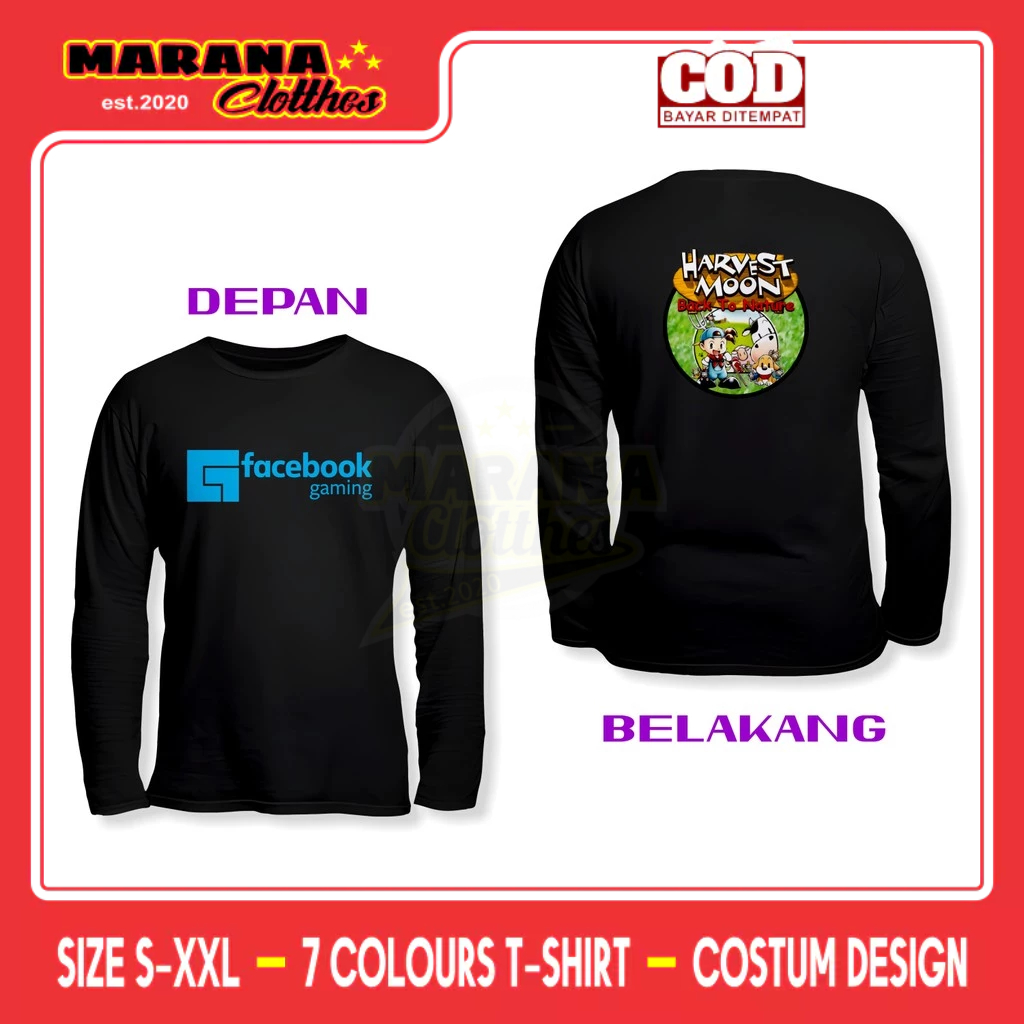 Harvest Moon DB Logo Gaming Facebook เสื้อยืดแขนยาวเสื้อเกม