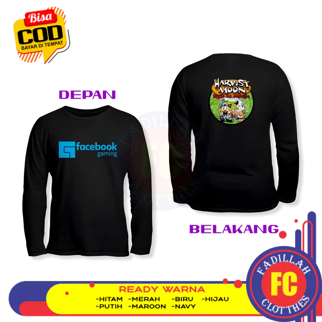 Harvest Moon DB Logo Gaming Facebook เสื้อยืดแขนยาวเสื้อเกม