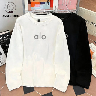 [COD] ANNI Kaos Lengan Panjang Oversize Pria Dan Wanita Putih Basic alo print 3.30