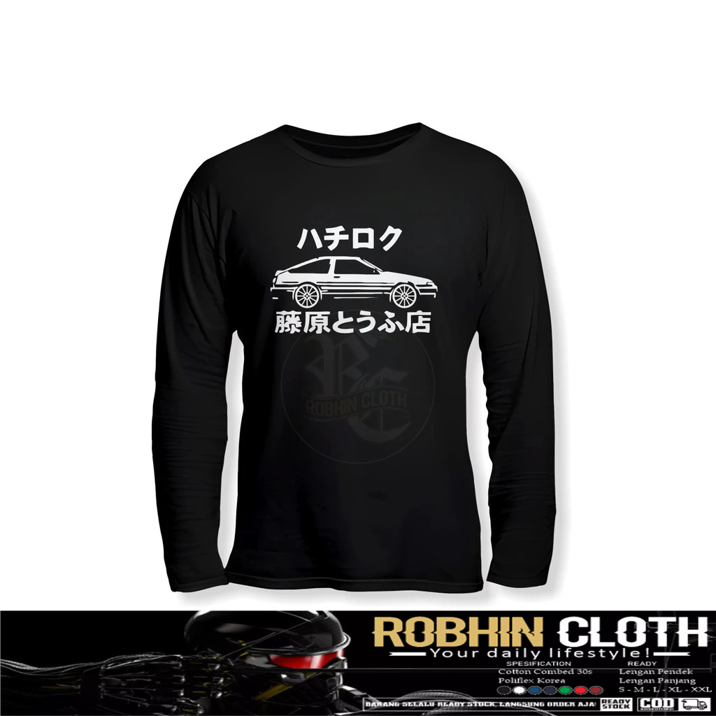 เสื้อยืดรถยนต์แขนยาว Toyota AE86 Initial D เสื้อผ้ายานยนต์