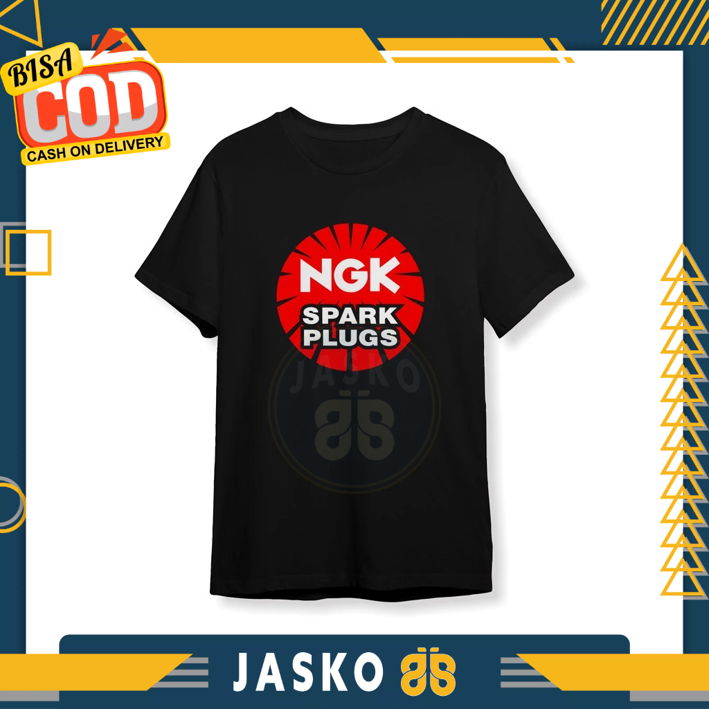 เสื้อยืดโลโก้ NGK Spark Plugs เสื้อผ้ายานยนต์
