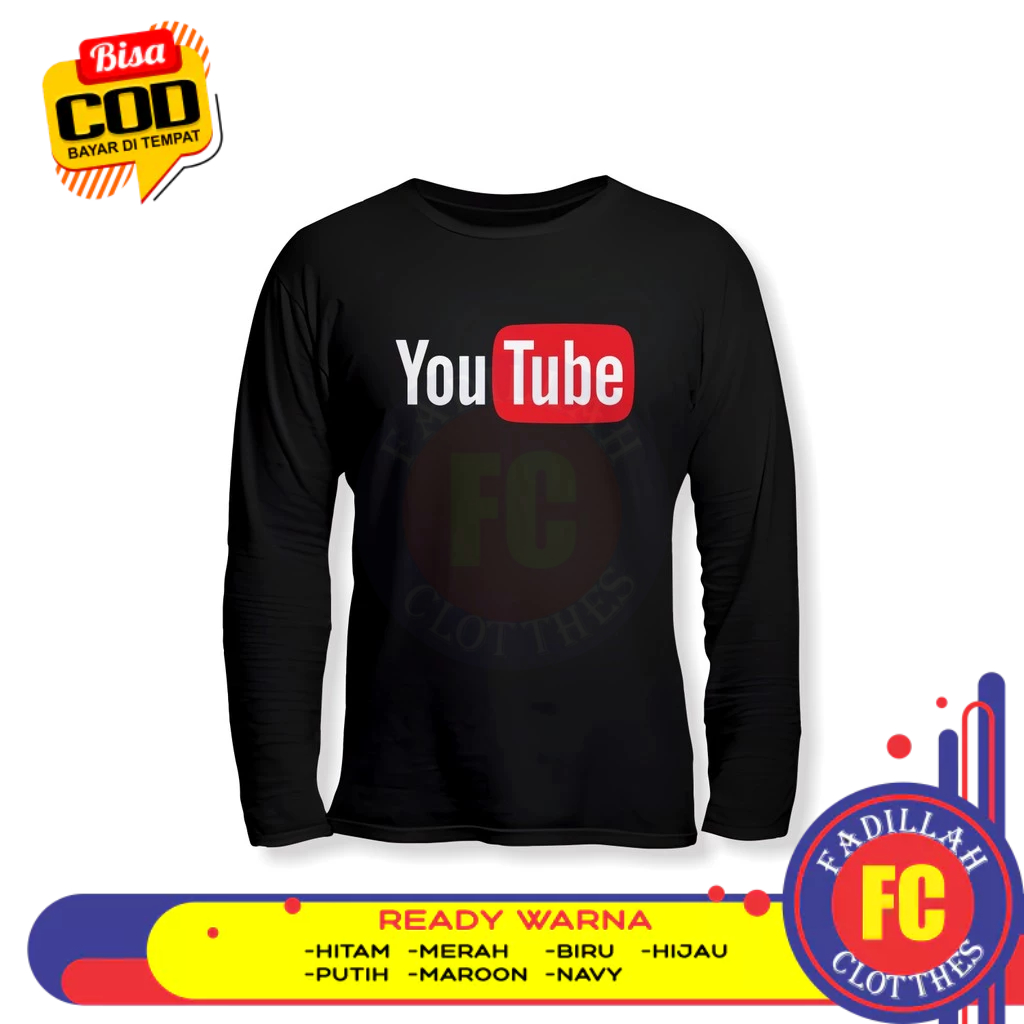 Youtube Logo v2 เสื้อยืดแขนยาว Distro เสื้อยืด