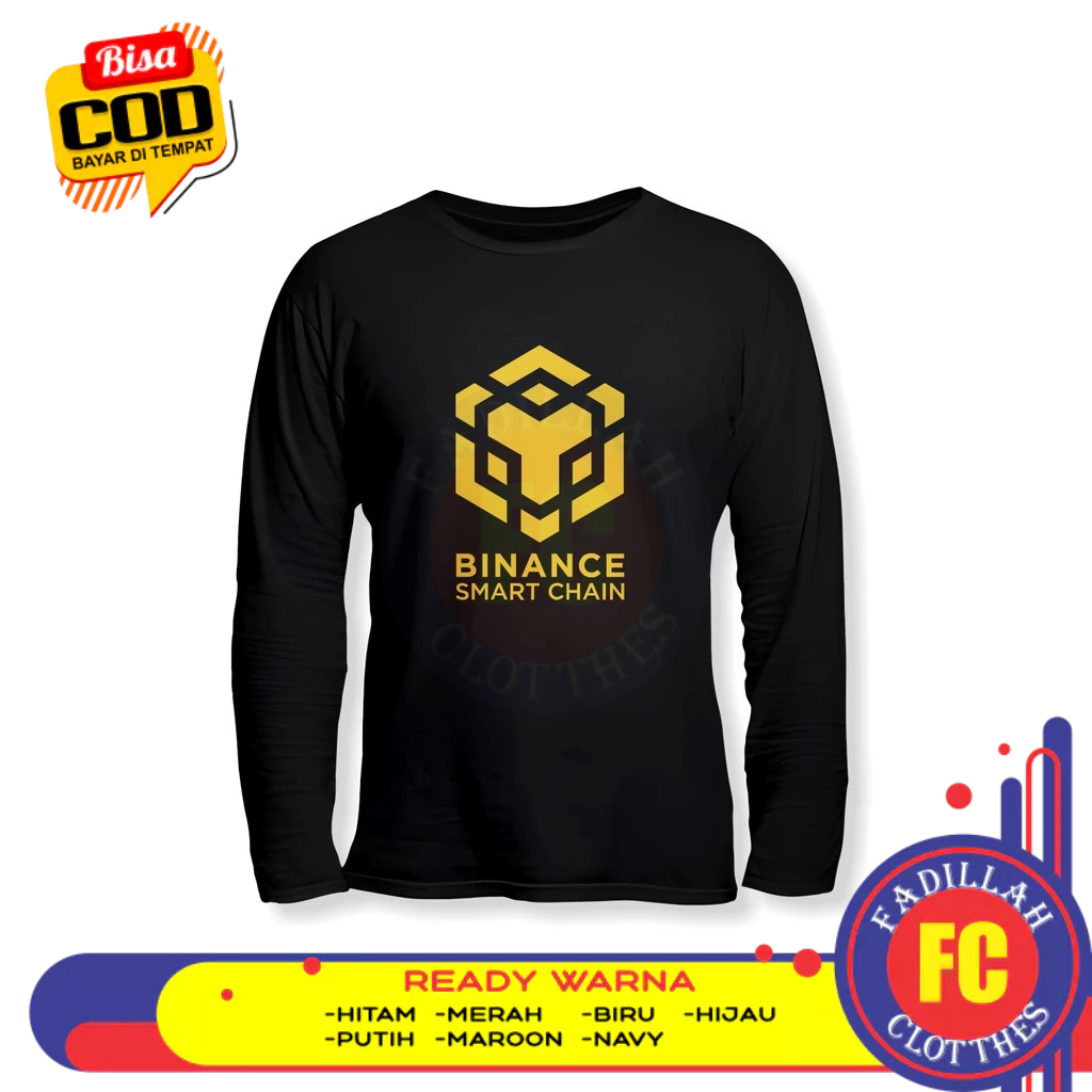 Binance Smart Chain BlokChain Crypto Logo Long Sleeve Distro T-Shirt