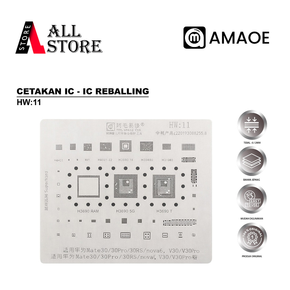 AMAOE STENCIL IC HUAWEI HW11 ORIGINAL - STENCIL AMAOE HW:11 HUAWEI CPU ORIGINAL MOLD - STENCIL IC AM