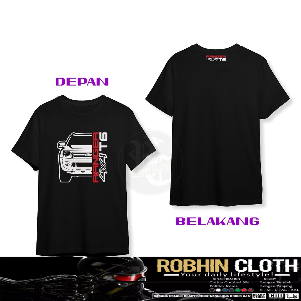 Ford Ranger 4X4 T6 DB Car T-Shirt เสื้อผ้ายานยนต์