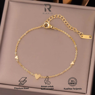 RUKA Gelang Hati Wanita Titanium Anti Karat Berbentuk Cinta Perhiasan Sederhana Siswa Desain Ceruk Perasaan Mewah Ringan