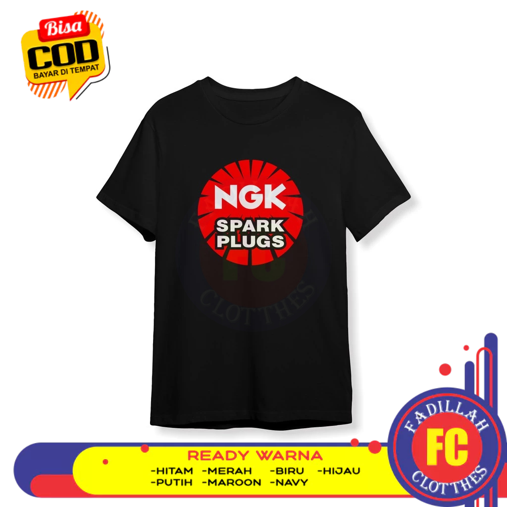 เสื้อยืดโลโก้ NGK Spark Plugs เสื้อผ้ายานยนต์