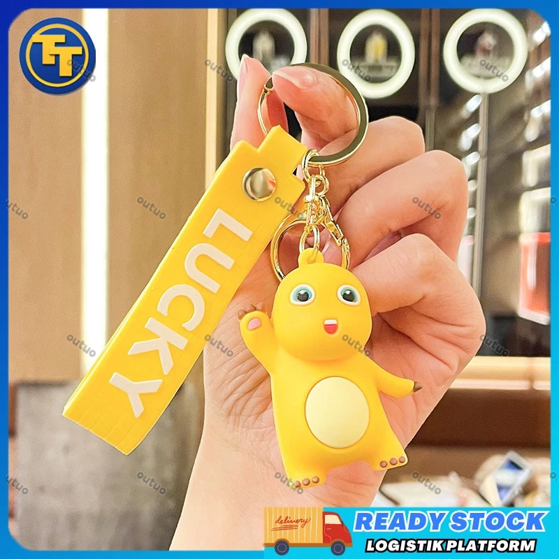 GANTUNGAN พวงกุญแจ Nailong พวงกุญแจ Nailong น่ารัก Nailong Dino ตัวอักษรสีเหลืองพวงกุญแจรถจักรยานยนต