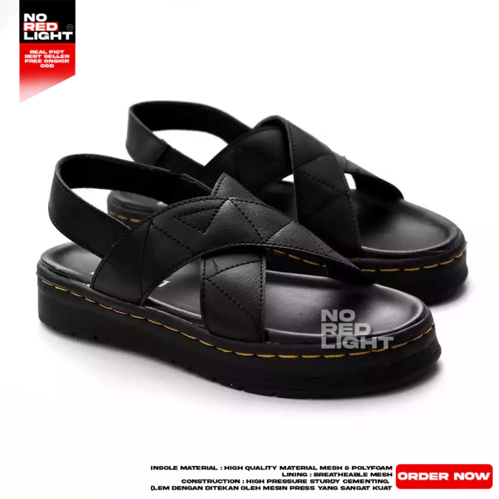 Docmart Gladiator รองเท้ากันลื่นสีดําสําหรับผู้ชายพร้อมพื้นรองเท้านุ่ม