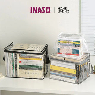 Inaso Tas Penyimpanan Buku Transparan Kantong Lipat Organizer Tahan Debu Book Organizer Container HSB307