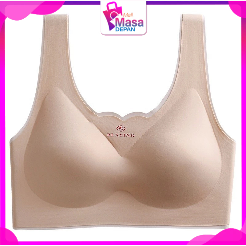 MMD ผู้หญิง Underwire กีฬา Bra 6885 ไม่มีรอยต่อเล่นลูกไม้โฟม Pad รอบคอลูกไม้ Bra สําหรับโยคะ Bh Gym 