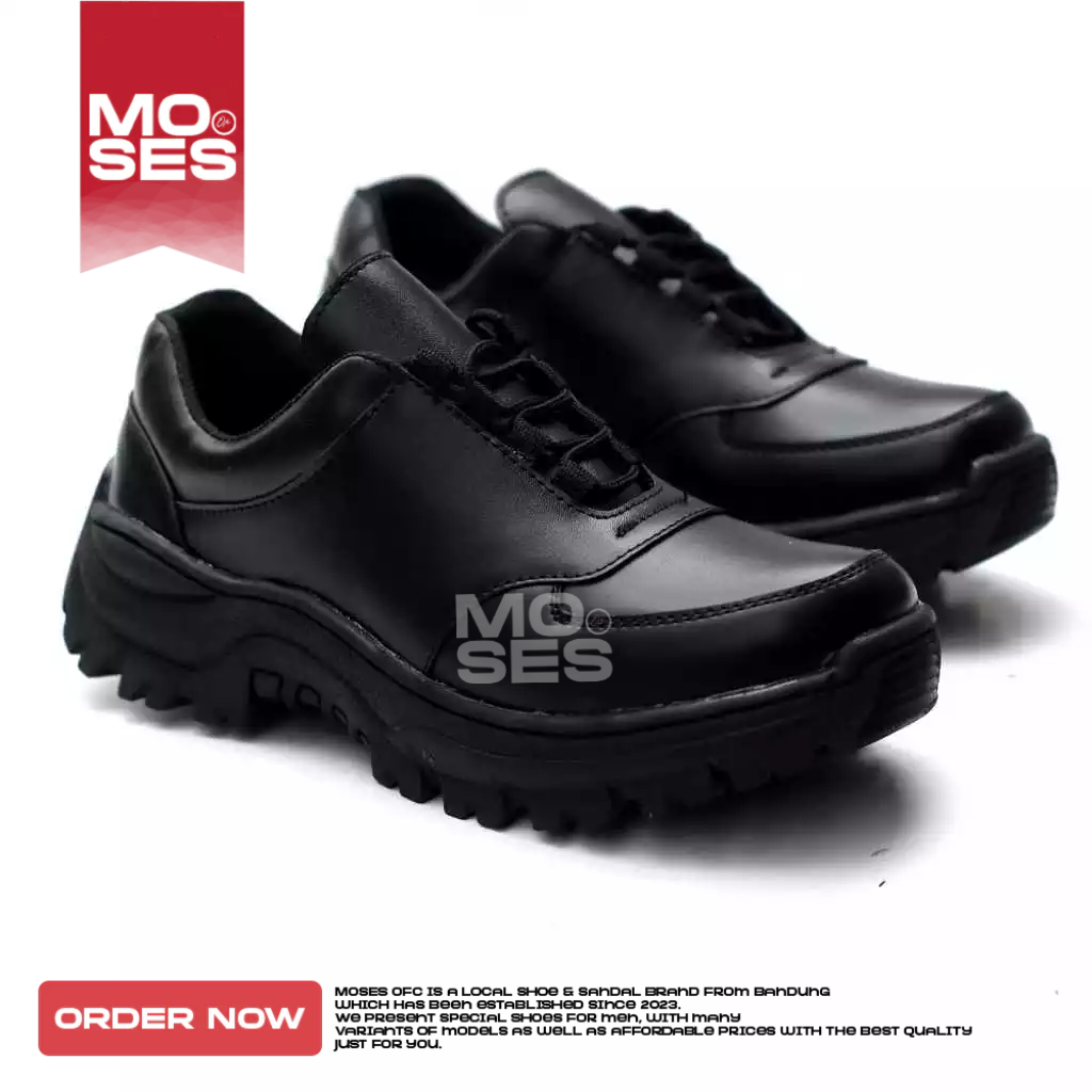 MOSES Mens Tracking Shoes Full Black Outdoor Low Boots Work