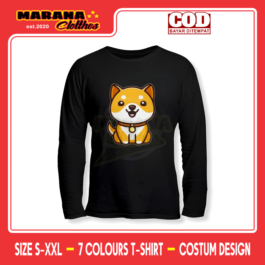 Doge Coin เสื้อยืดแขนยาว Distro T-Shirt