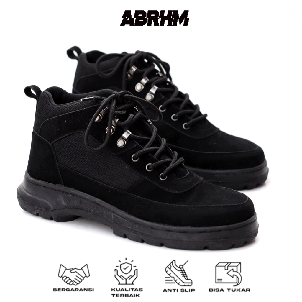 ABRHM Mens Official Boots รองเท้าโลฟเฟอร์ทํางานสีดํา