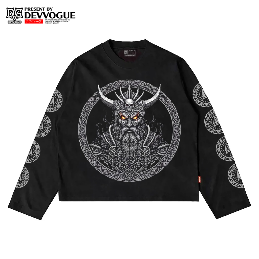 Devvogue Boxy Longsleeves Viking T shirt Oversize