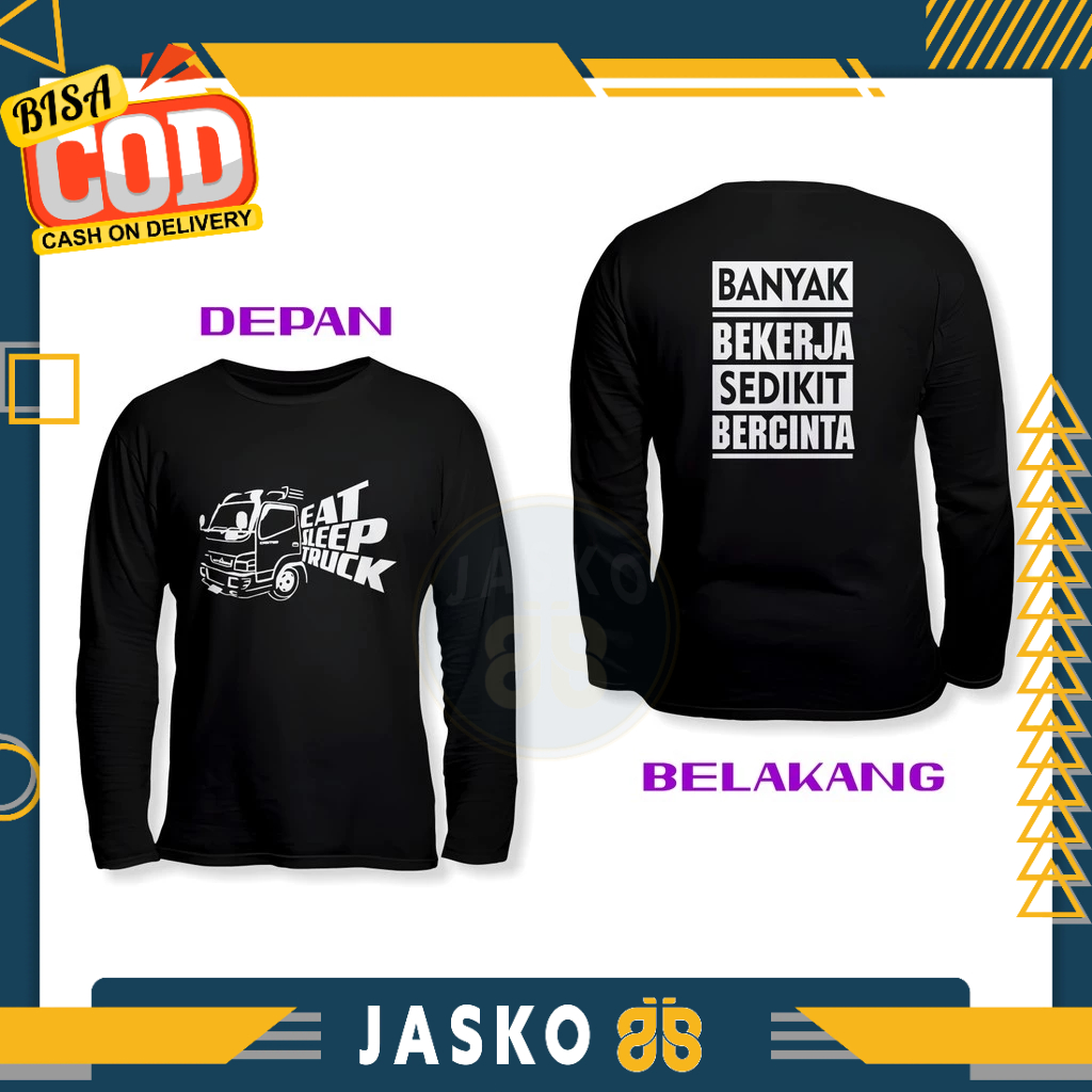 เสื้อยืดรถบรรทุก Mania Eat Sleep Truck With Words v3 DB Long Sleeve Automotive Shirt