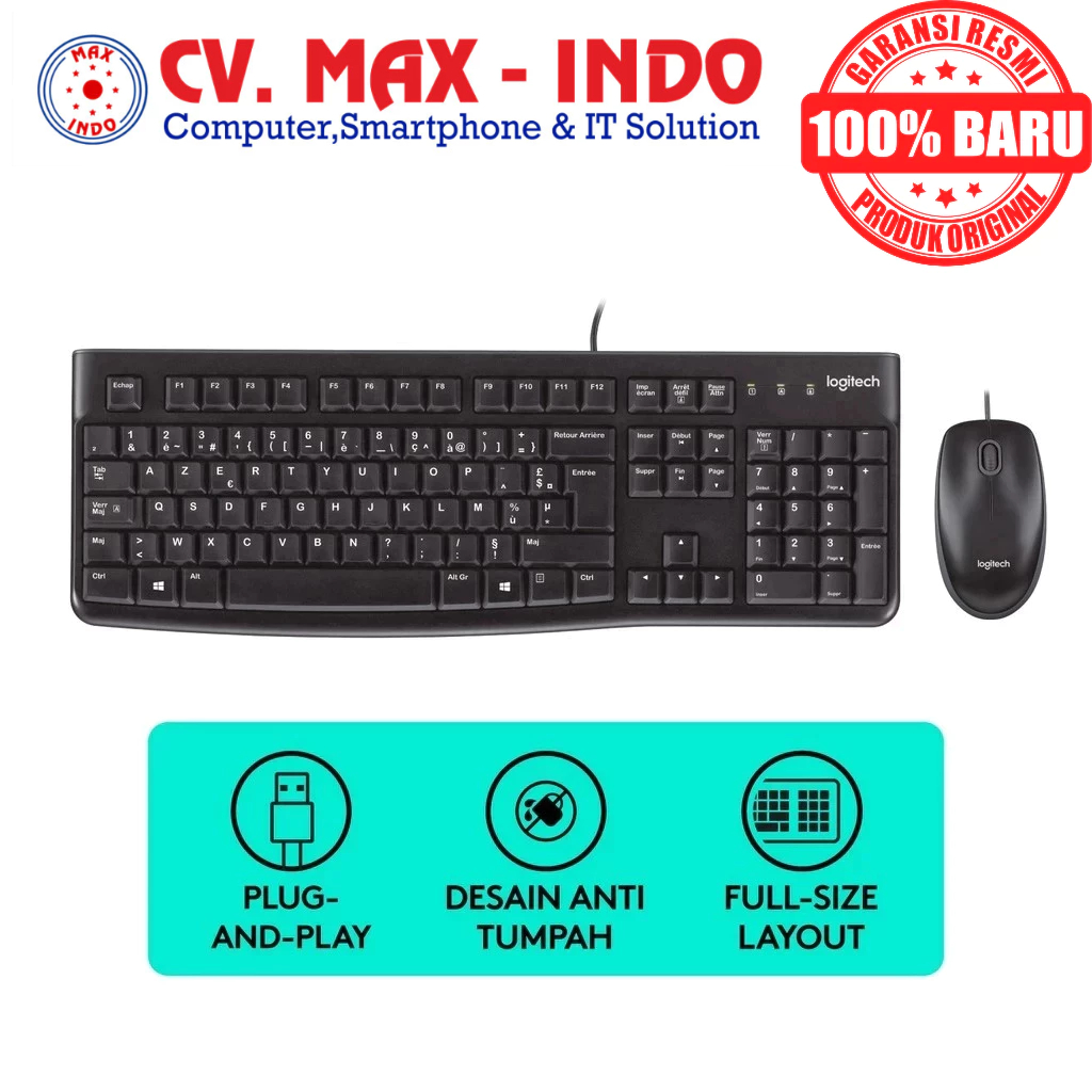 คีย์บอร์ด LOGITECH + เมาส์ OPTIC MK120