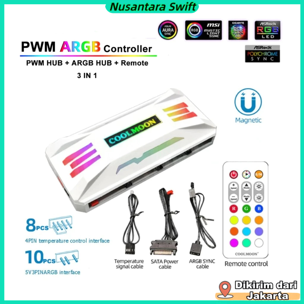 COOLMOON REMOTE HUB CONTROLLER ARGB PWM FAN SYNCRON REMOTE CONTROLLER