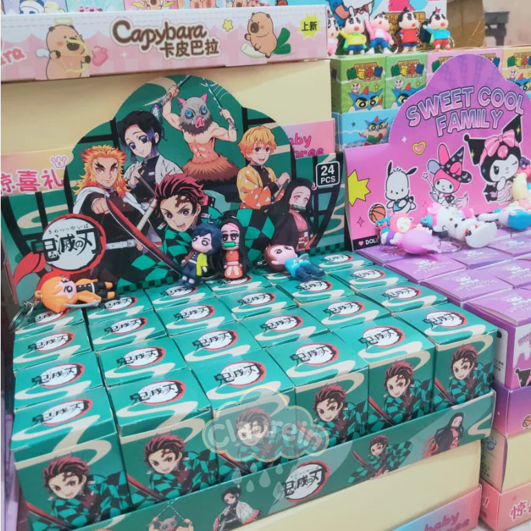 GANTUNGAN BLIND กล่อง DEMON SLAYER พวงกุญแจ CHARACTER ของเล่น TANJIRO NEZUKO MYSTERY BAG พวงกุญแจ