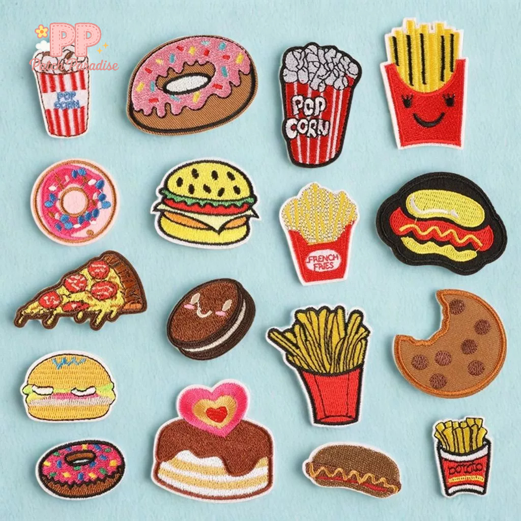 Junk Food พวงกุญแจสายรัดแพทช์ DIY น่ารัก