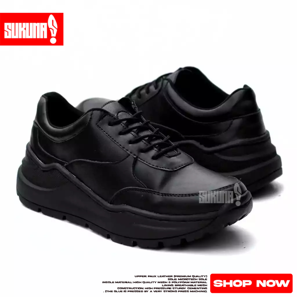 รองเท้าผ้าใบทางการลําลองสีดําเต็มรูปแบบสําหรับผู้ชาย - KOJIRO