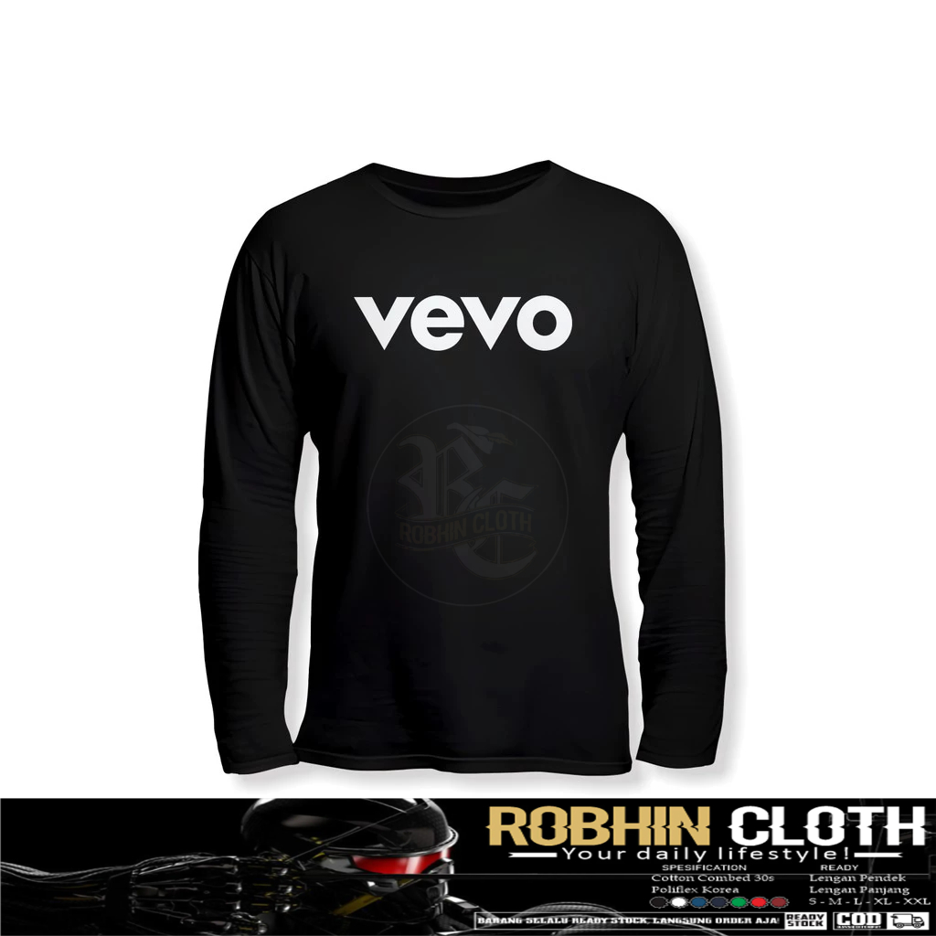 Vevo Logo เสื้อยืดแขนยาว เสื้อเพลง