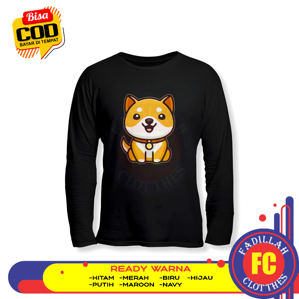 Doge Coin เสื้อยืดแขนยาว Distro T-Shirt
