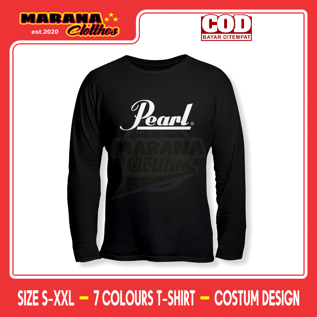 Pearl Drum Logo เสื้อยืดแขนยาวเสื้อเพลง