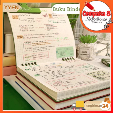 B5 Flip Vertical Notebook / B5 Binder Book / Cute School Writing Aesthetic Notebook Book / 360 องศา 