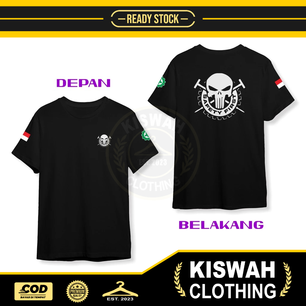 SAFETY FIRST เสื้อยืด Palm Shop Skull Design Palm Farmer DB Distro เสื้อยืด