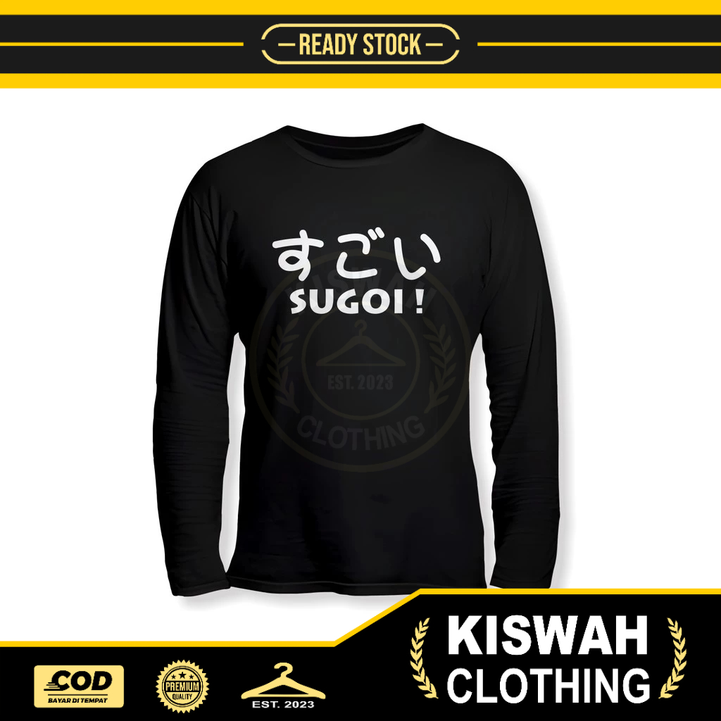 Sugoi เสื้อยืดคําญี่ปุ่นแขนยาว Distro เสื้อยืด