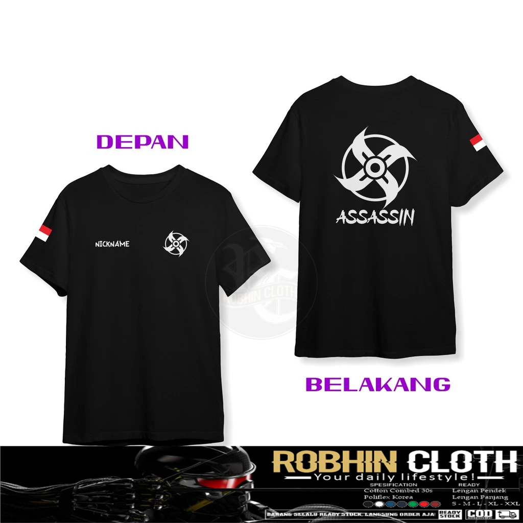 บทบาท MLBB Hero Assassin เสื้อยืดฟรี Nickname You DB เกมเสื้อ