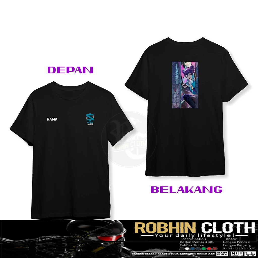 บทบาท เสื้อยืด MLBB Hero ฟรีเสื้อเกม Nickame DB