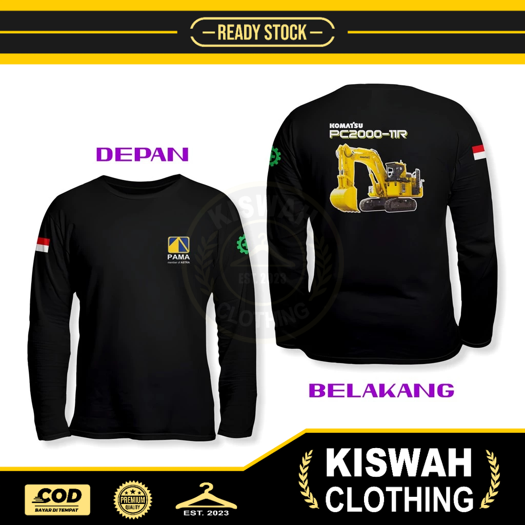 เสื้อยืด PT PAMAPERSADA KOMATSU PC2000-11R DB แขนยาว Distro เสื้อยืด