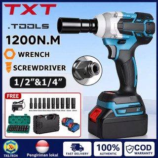 Garansi 5 Tahun  Cordless Impact Wrench 388V/588V 680N/M bor baterai impact Brushless Kunci Impact Tanpa Kabel Tanpa Sikat Mesin act Mobil untuk Mesin Bor Baut Mobil 2 Kunci Impact Baterai Kunci Impact Baterai