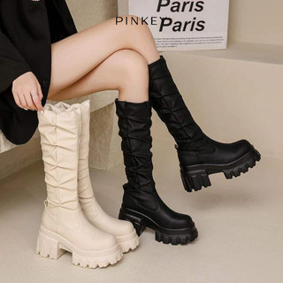 PINKEY P389 Sepatu Boots Panjang Wanita Boots Winter Overknee Pu Leather