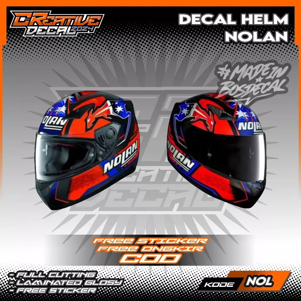 หมวกกันน็อค NOLAN FULL FACE DECAL STICKER | รูปลอกหมวกกันน็อค | สติ๊กเกอร์รูปลอก