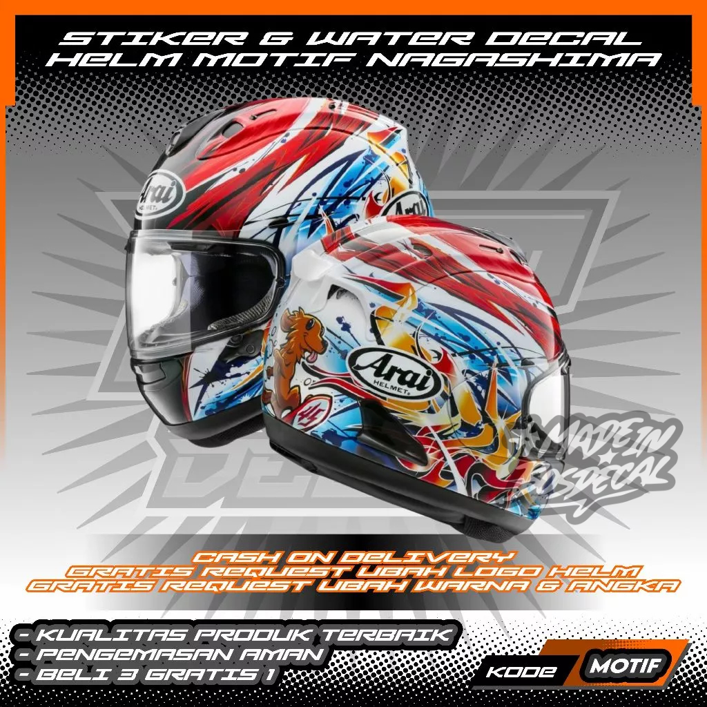 หมวกกันน็อคน้ํา, สติ๊กเกอร์และหมวกกันน็อค UV TRANSPARENT พร้อม NAGASHIMA MOTIF