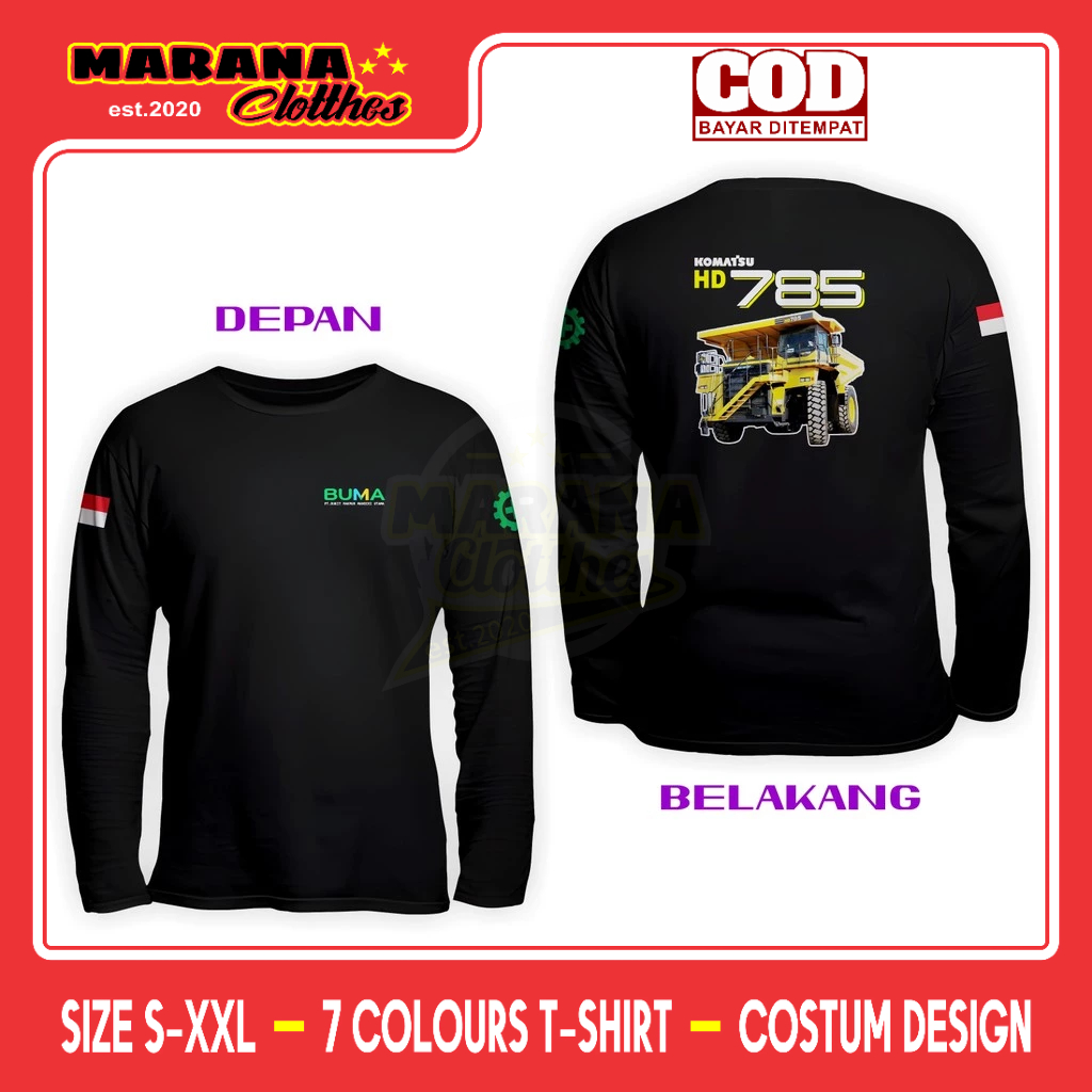 PT BUMA KOMATSU HD 785 DB เสื้อยืดแขนยาว Distro