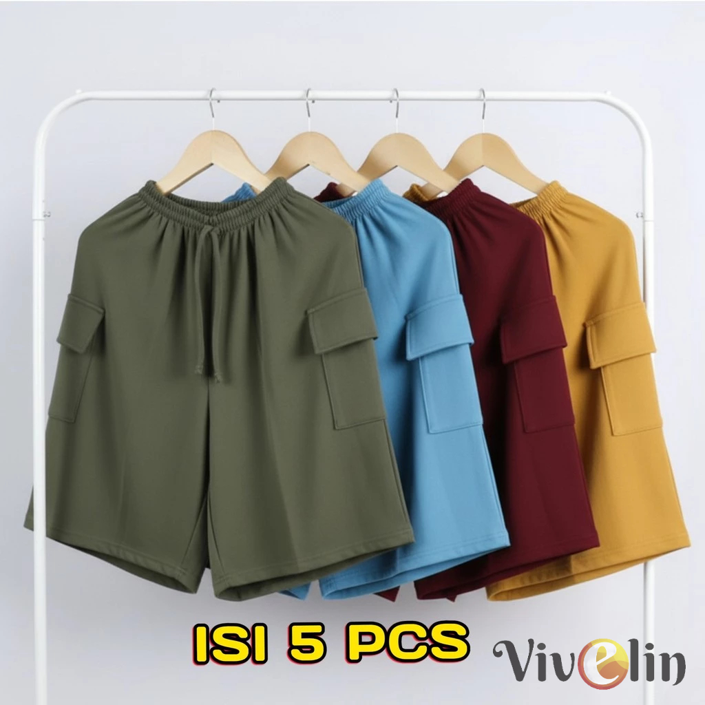 VIVELIN-[5 PCS PACKAGE] Jumbo Womens Cargo Hotpants วัสดุ COOL ใหม่ล่าสุด 2026
