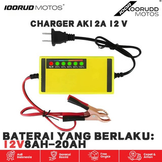 IOORUD Charger Aki Portable Motor Mobil 12V 2A Cas Casan Aki Motor Mobil Portable Otomatis Charger