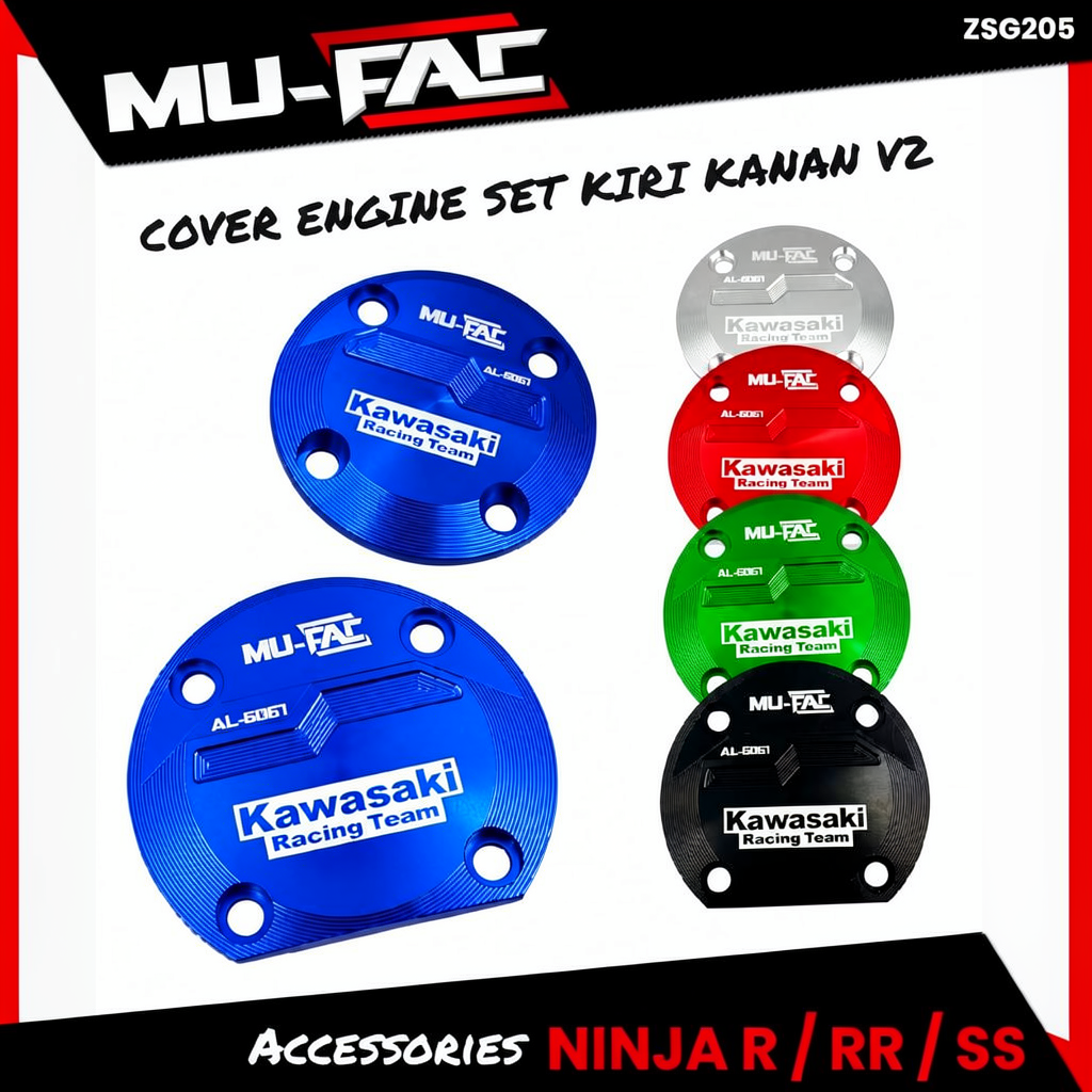 MU-FAC ชุดฝาครอบเครื่องยนต์ซ้ายขวา V2 ZSG205 Premium Sporty Display Full Cnc เหมาะสําหรับ Ninja R RR