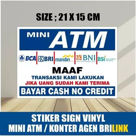 MINI ATM VINYL SIGN STICKER / BRILINK AGENT STICKER / สติ๊กเกอร์ติดผนัง UK 15 X 21 CM