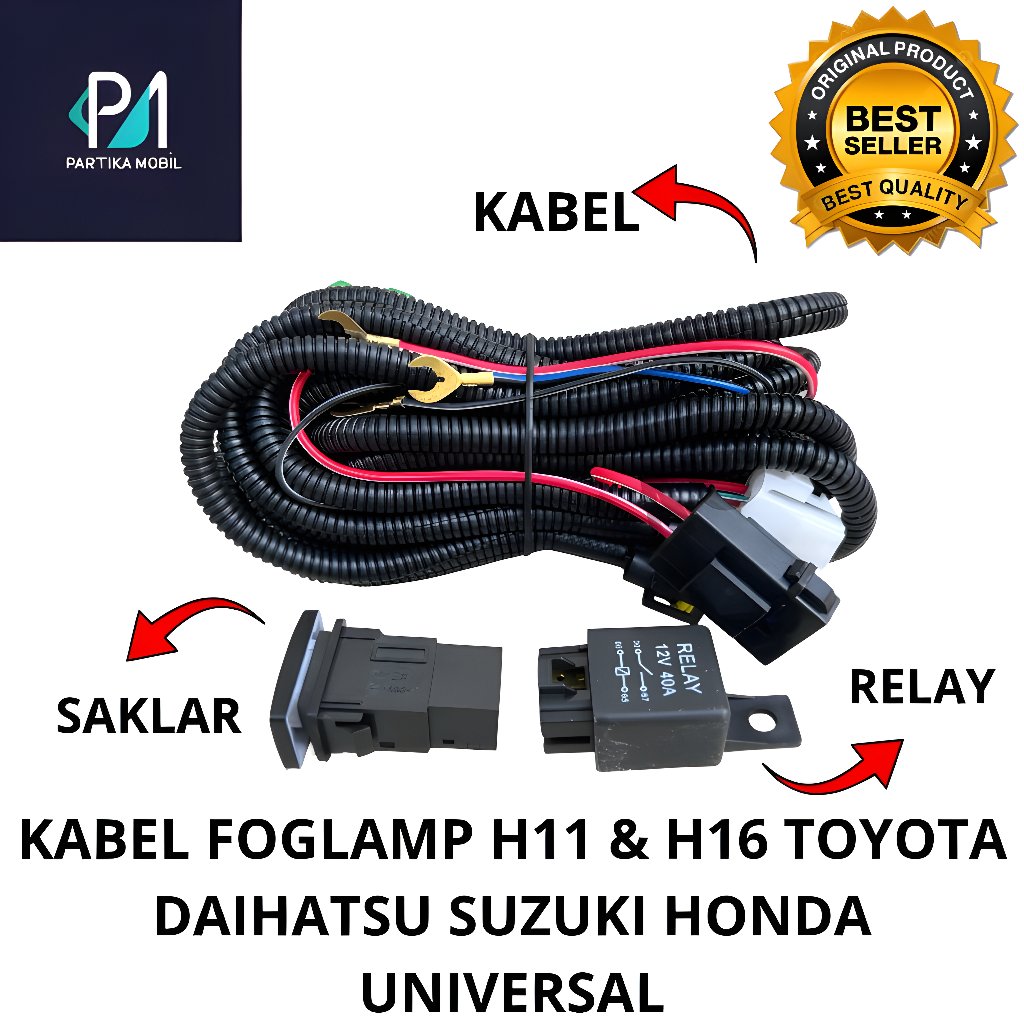 UNIVERSAL Car H11 H16 สายไฟตัดหมอกซ็อกเก็ต