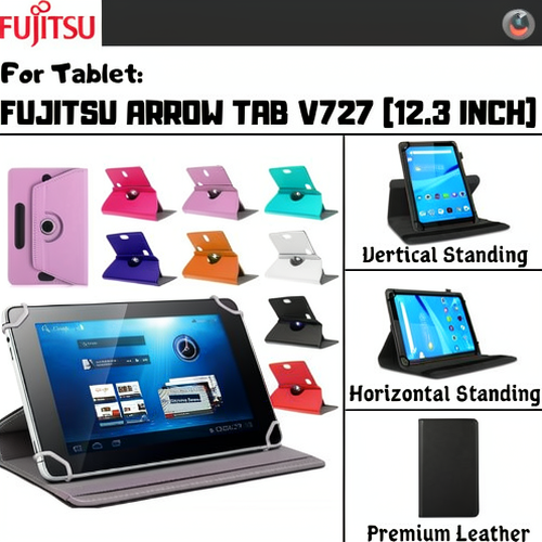 Fujitsu Arrow Tab V727 เคสแท็บเล็ตขนาด 12.3 นิ้วพร้อมขาตั้งหนังพรีเมี่ยมแนวนอนแนวตั้ง