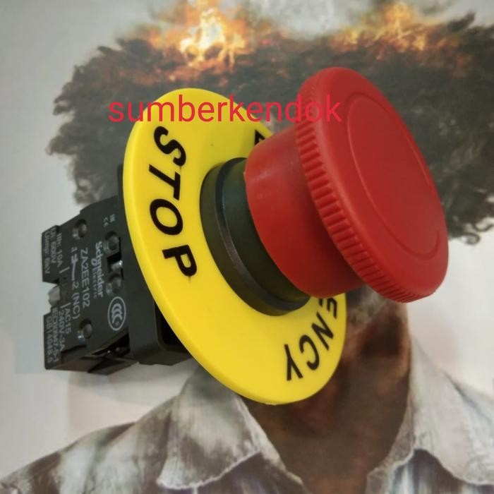 TOMBOL SCHNEIDER EMERGENCY STOP ปุ่ม XA2ES542 1NC + NAME TAGE 22MM