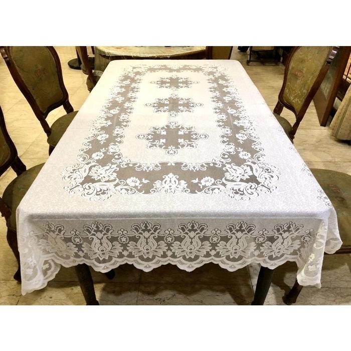 VINTAGE CLASSIC POLYESTER LACE DINING TABLE CLOTH 6-8 เก้าอี้