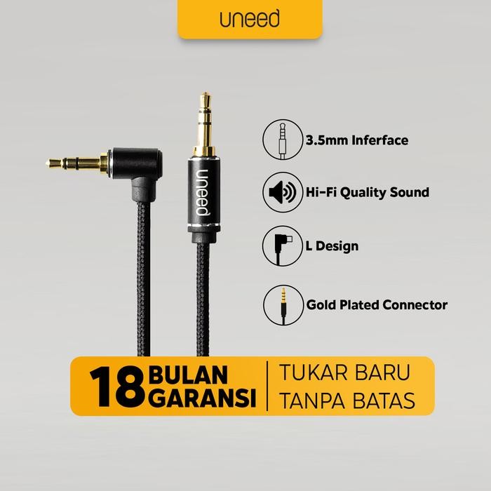 Uneed 3.5 มม.ชายกับชายชุบทอง L Design Audio Aux Cable - อุปกรณ์เสริมโลหะ Ucb402X