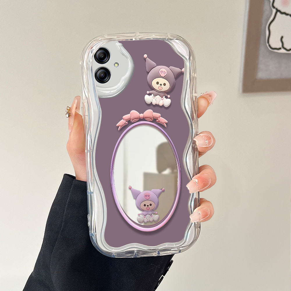 HP เข้ากันได้กับ Samsung Galaxy A04E กระจกครีมนุ่มน่ารัก Softcase การ์ตูนเต็มผีเสื้อปลอก 5489 JZ