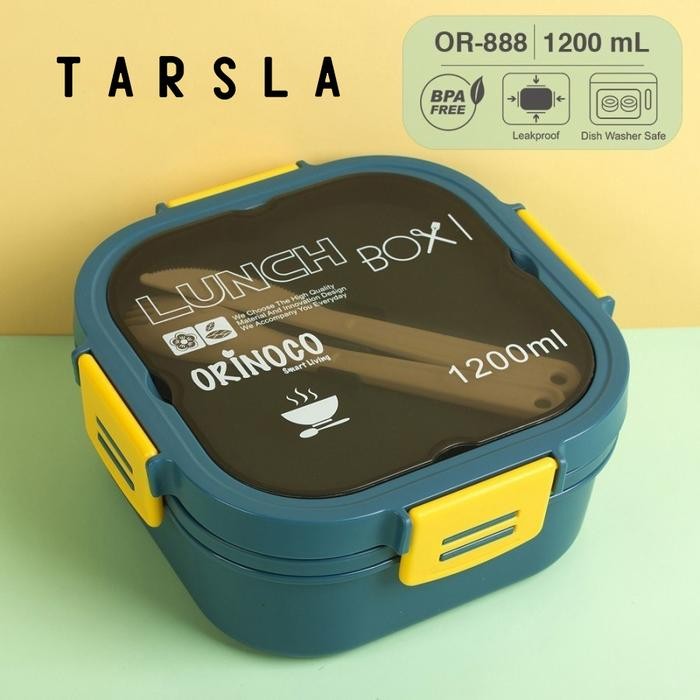 Tarsla กล่องอาหารกลางวัน OR-888 กล่องข้าว 2 ชั้น BPA Free 1200 ML